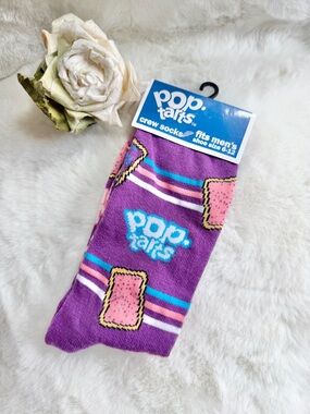 Men's Purple Crew Socks - Novelty Pastry Design